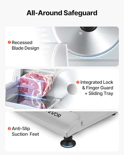 Meat Slicer 7.5" Electric Deli Slicer with 2 SUS420 Blades