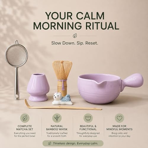 HAPPY PATH & CO Patented Matcha Bowl Set with Handle & Spout
