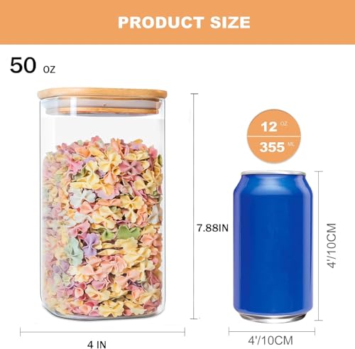 50oz Glass Food Storage Jars Set of 6 (6 Count)