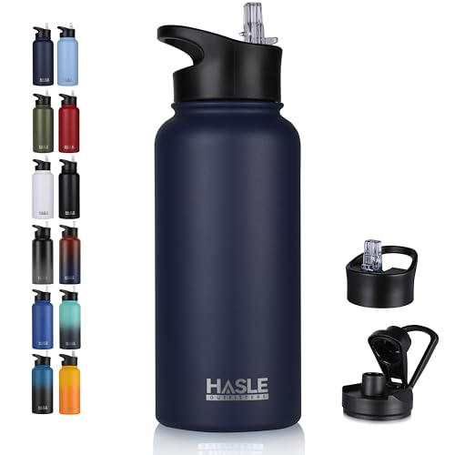 32 oz Insulated Water Bottle Stainless Steel Double Walled Vacuum Sports Water Bottle with 2 Lids