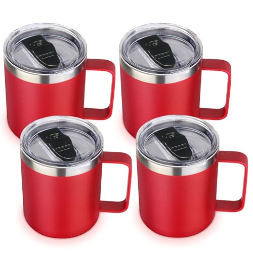 14oz Insulated Stainless Steel Coffee Mug with Lid Bulk 4 Pack (4 Count)