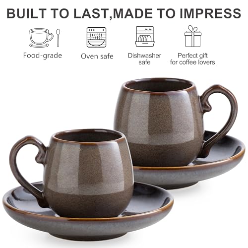 3 Ounce Espresso Cups and Saucers Set of 6 (6 Count)