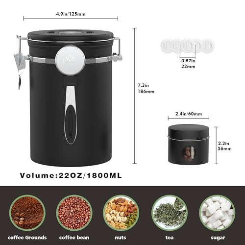 Coffee canister set for ground coffee with Date Tracker Travel Coffee jar