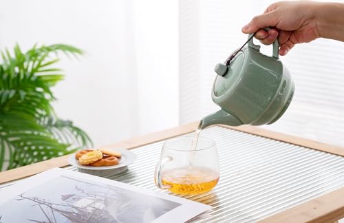 Ceramic Teapot with Infuser for Tea Coffee Milk as Gift Pink Cyan