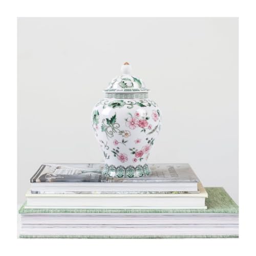 8inches green Ginger Jar with Lid Chinese Decorative flower Ceramic