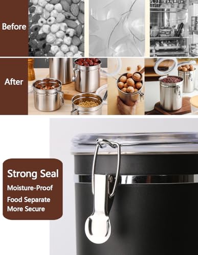 Stainless Steel Food Container with Clear Lids Airtight Storage Container Stackable Small Canisters Kitchen Pantry Storage for Cereal
