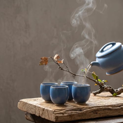Brand Handcrafted Blue Ceramic Tea Set