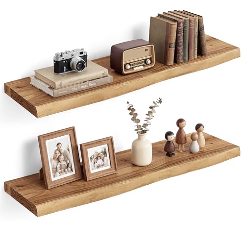 Wood Floating Shelves Live Edge 32” Set of 2 (2 Count)