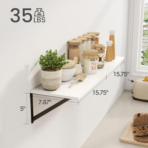 White Deep Floating Shelves for Wall (2 Count)