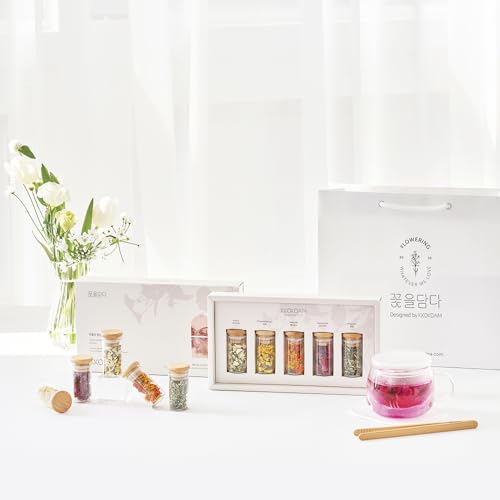 Lovely Blossom Flower Tea Sampler in Glass Jars (5 Count)