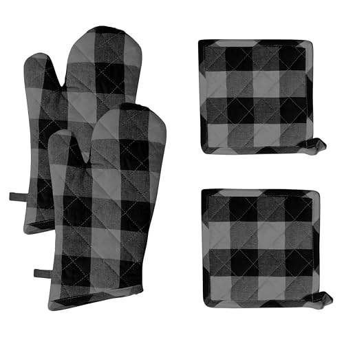 Buffalo Plaid Check Oven Mitts and Pot Holders Set of 4 (4 Count)