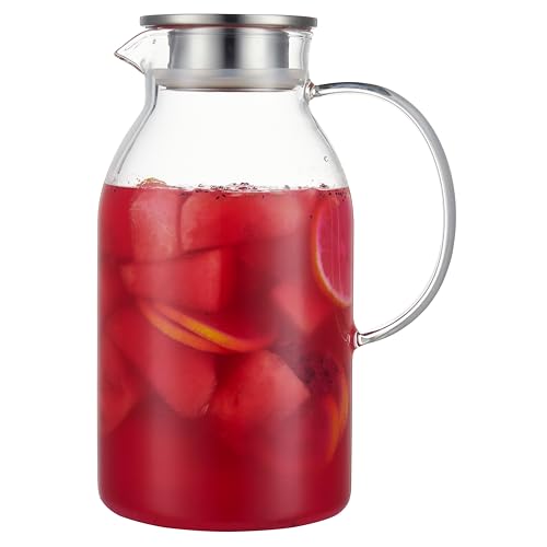 2.4L Heat Resistant Glass Pitcher with Lid