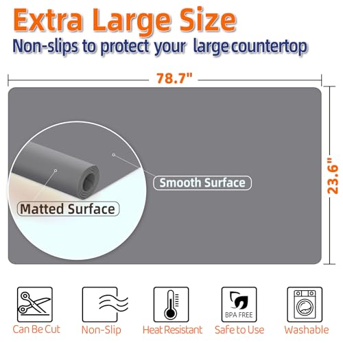 Silicone Mat 78.7”x 23.6” Heat Resistant Mats for Countertop