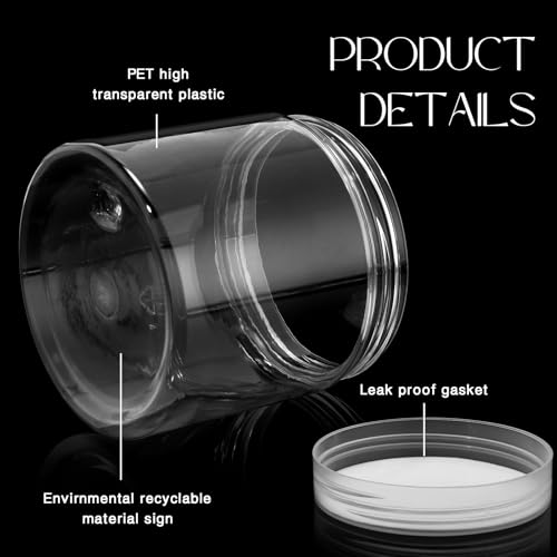 4 Pcs Plastic Jars Wide Mouth with Lids (4 Count)