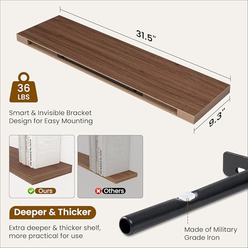 9.3Inch Deep Floating Shelves for Wall (2 Count)