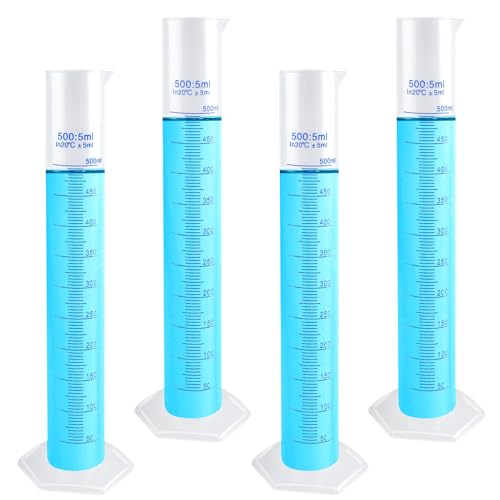 4 Packs 500ml Plastic Graduated Cylinder