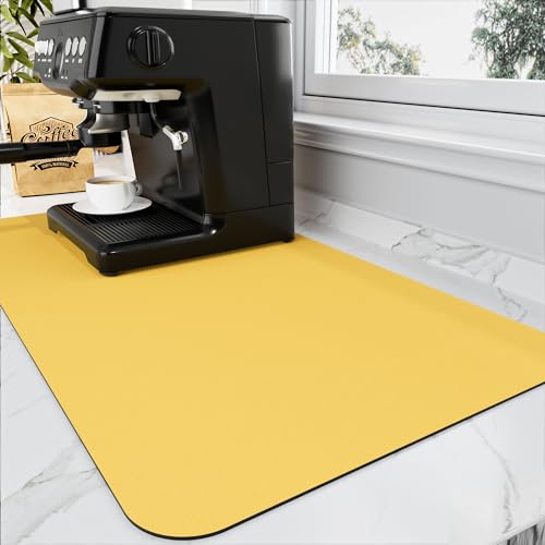 Coffee Mat Absorbent Hide Stain Rubber Backed Dish Drying Mat for Kitchen Counter