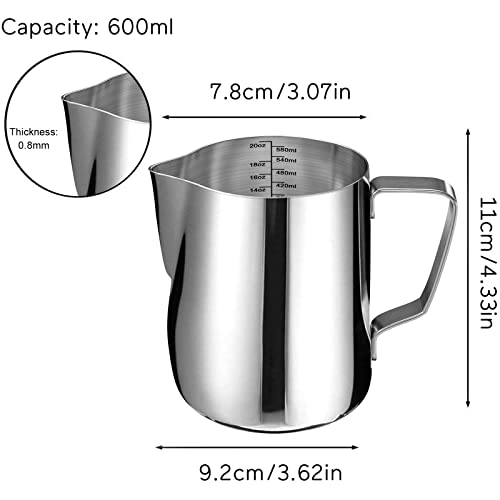 Stainless Steel Milk Frothing Pitcher Cappuccino Pitcher Pouring Jug Espresso Cup Creamer Cup for Latte Art
