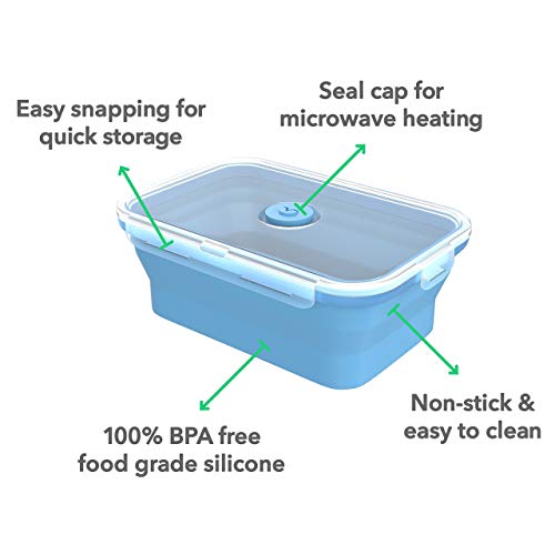 Silicone Food Storage Containers with BPA Free Airtight Plastic Lids (4 Count)