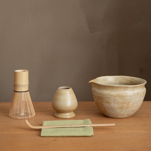 Matcha Set with Handmade Ceramic Bowl & Bamboo Whisk