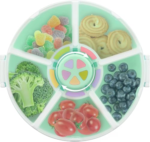 Kids Reusable Rotating Snack Container with 5 Separate Compartments