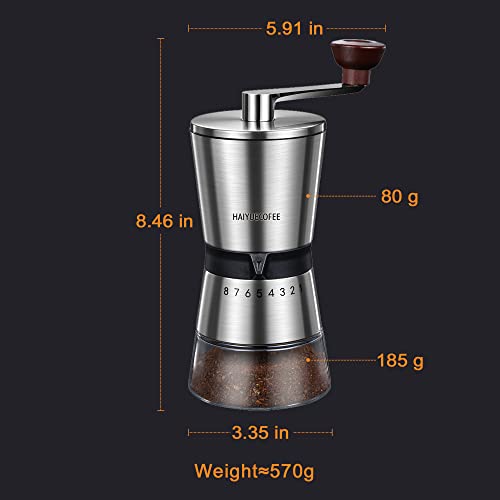 Manual Coffee Grinder with 8 Adjustable Coarseness Settings