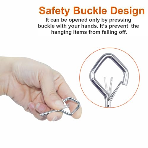 20PCS Eye Screw Hooks for Hanging Heavy Duty with Safety Buckle.Metal Ceiling Hooks for Hanging Plants