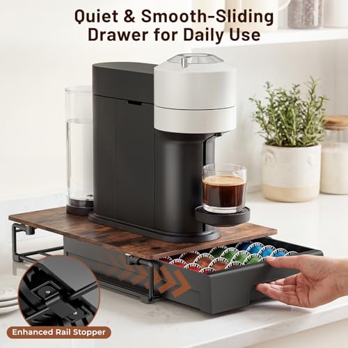 Wooden Coffee Pod Storage Drawer for Nespresso VertuoLine Capsules (40 Count)
