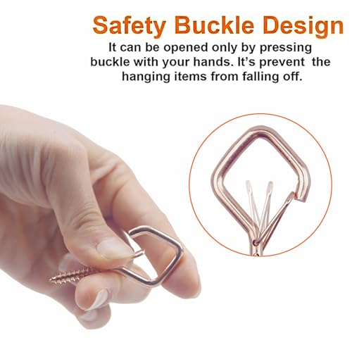 35PCS Eye Screw Hooks for Hanging Heavy Duty with Safety Buckle.Metal Ceiling Hooks for Hanging Plants