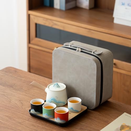 Portable Chinese Tea Set with Carry Bag (7 Count)