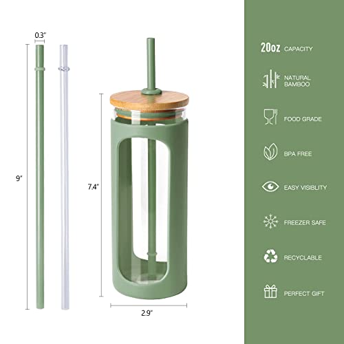 20oz Glass Tumbler with Straw and Lid