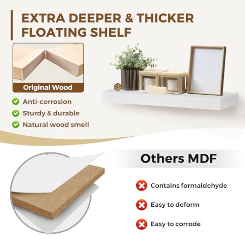Solid Wood Floating Shelves (2 Count)