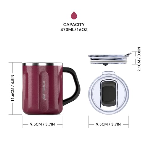 16 oz Insulated Coffee Mug with Lid and Handle