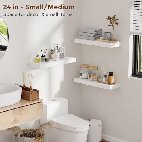 16 Inch Floating Shelves for Wall White Shelves Set of 2 (2 Count)
