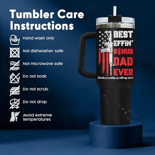 Bonus Dad Best Step Ever Nutrition 40 oz Tumbler with Handle