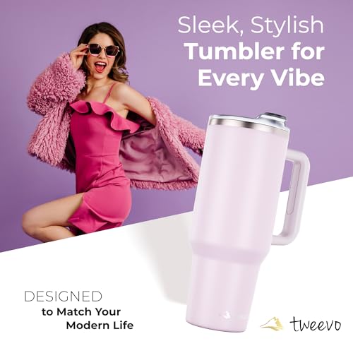40 oz Tumbler With Handle and Straw Made of Stainless Steel