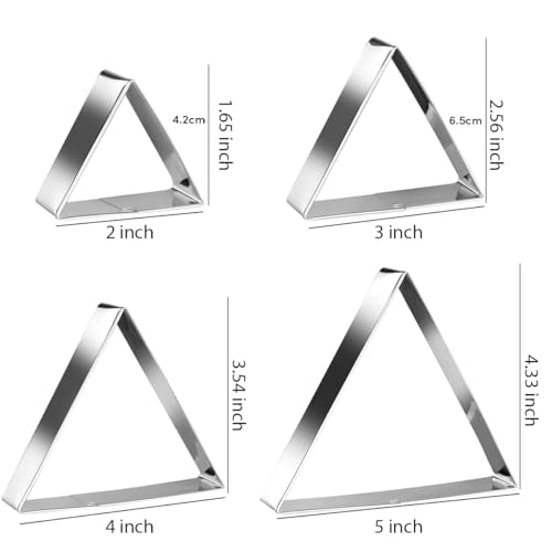 Equilateral Triangle Cookie Cutter Set Large Stainless Steel Geometric Frame Plaque Cookie Cutters Shapes Molds (4 Count)
