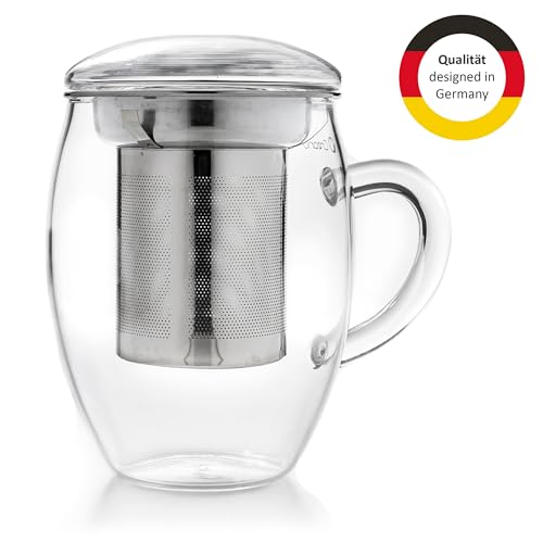 Tea Glass with Stainless Steel Infuser and Glass Lid