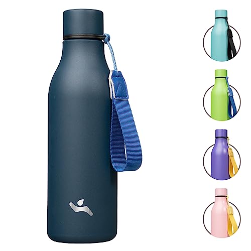 18 oz Insulated Stainless Steel Metal Water Bottle with Strap