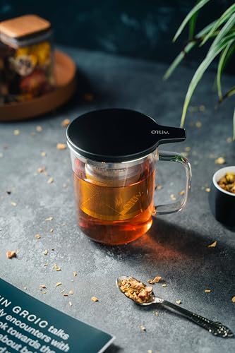 Glass Tea Cup with Infuser and Lid & Stainless Steel 400ml