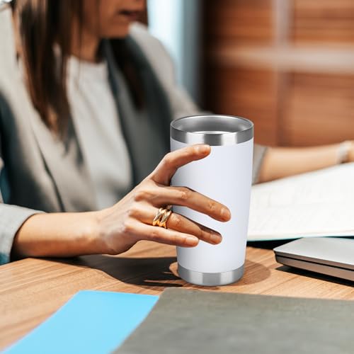 20 oz Tumbler Stainless Steel Tumblers Bulk with Lid Double Wall Insulated Coffee Tumbler Cups for Hot & Cold Drinks Powder Coated Travel Coffee Tumbler Mug Metal (6 Count)