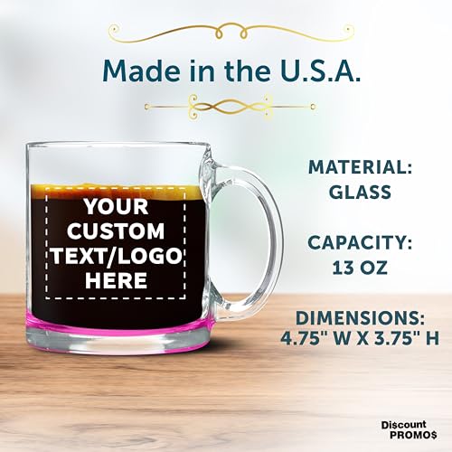 Custom Clear Glass Coffee Mugs 13 oz. Set of 10 (100 Count)