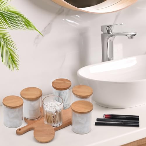 6 Pack Glass Qtip Holder Dispenser for Cotton Ball (8 Count)