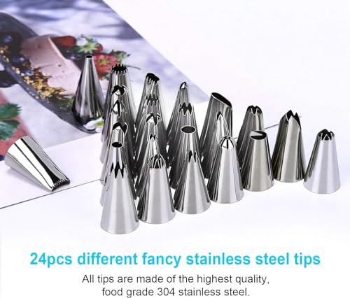 40PCS Piping Bags and Tips Set 12 Inch Pastry Bags Cakes Decorating Kit Supplies