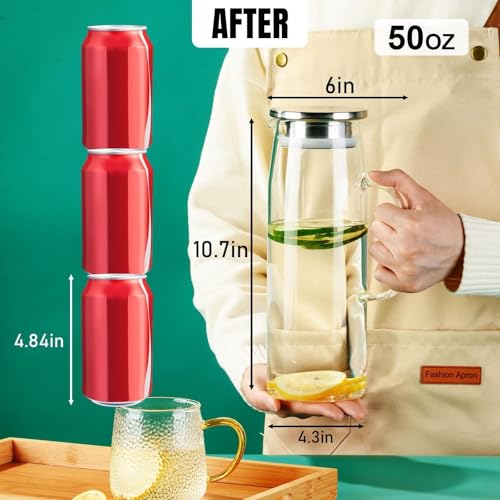 Glass Pitcher with Lid and Spout 50oz