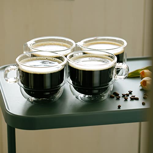 BTaT Double Walled Stackable Glass Coffee Mugs (4 Count)