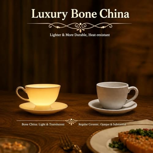 Fine Bone China Espresso Cups and Saucers Set of 2 (2 Count)