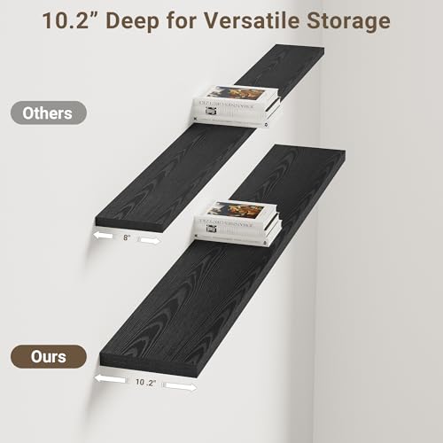 10 Inch Deep Floating Shelves for Wall 55” Set of 2 (2 Count)