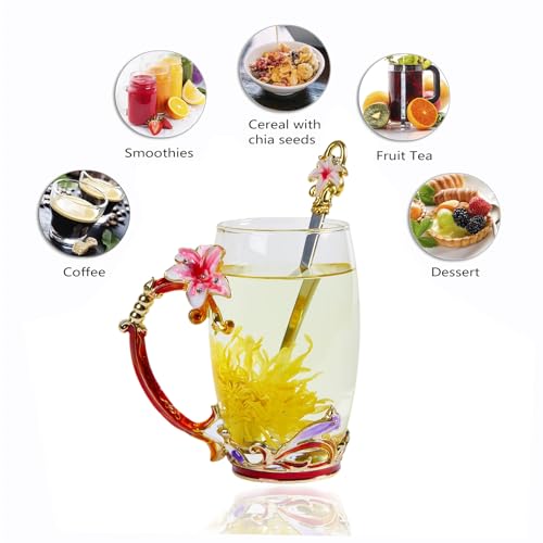 Tea Cup Glass Coffee Mugs (2 Count)