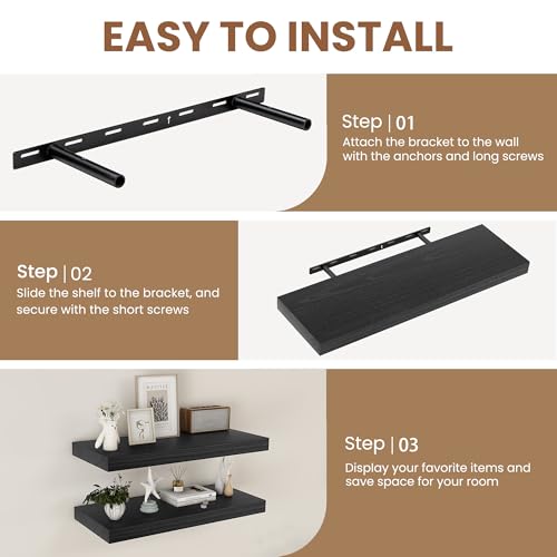 Rustic Floating Shelves for Home Decor (2 Count)